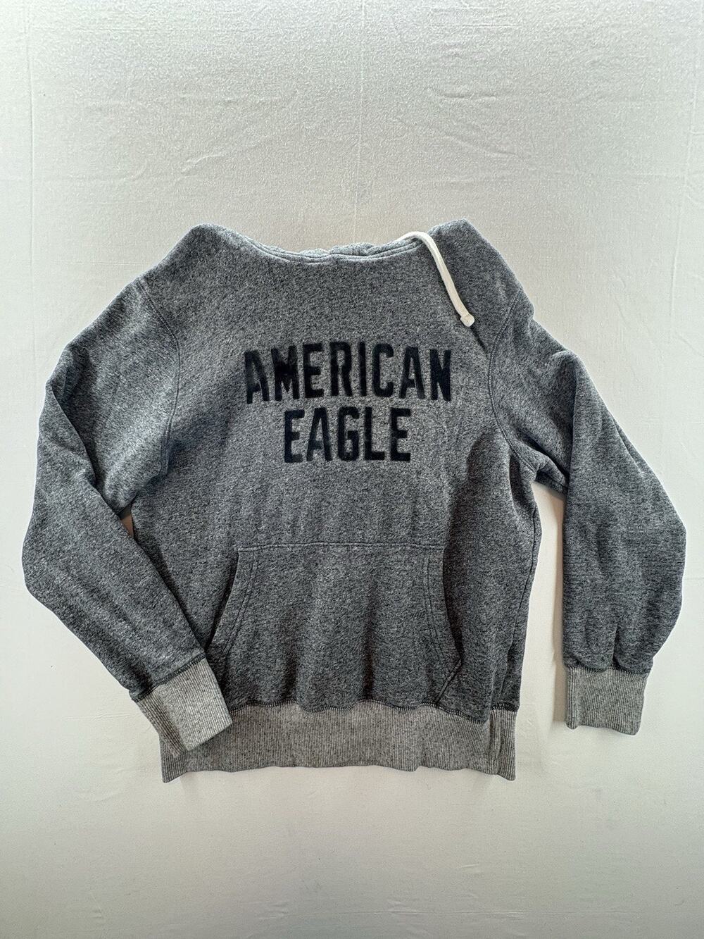 American Eagle🦅Hoodie‎ Men's Size Small Black Super Soft Standard Fit Pullover